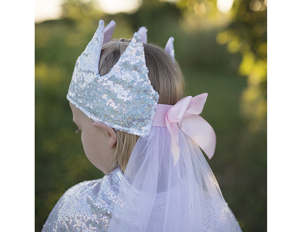 Sequins SIlver Princess Crown with vell