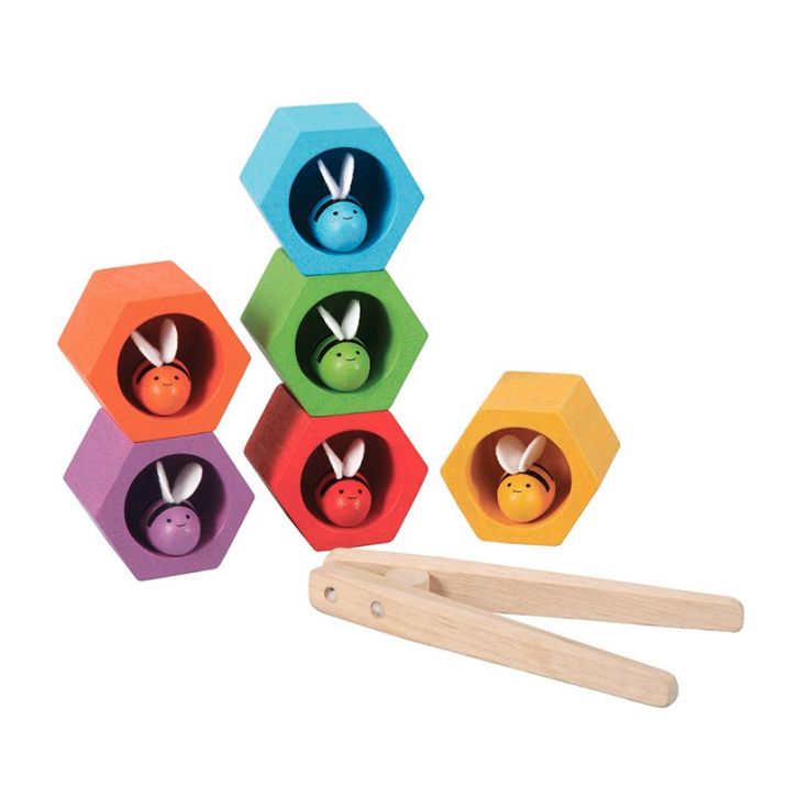 Set de clasificación de madera 6 colmenas con abejas arcoíris - PlanToys +3 años