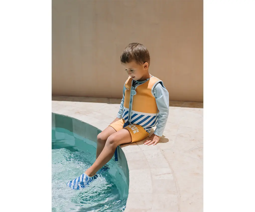 Chaleco Flotador Amarillo Rayas Azul 4.webp