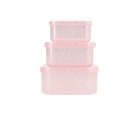 3 Cajas Almuerzo Glitter Pink