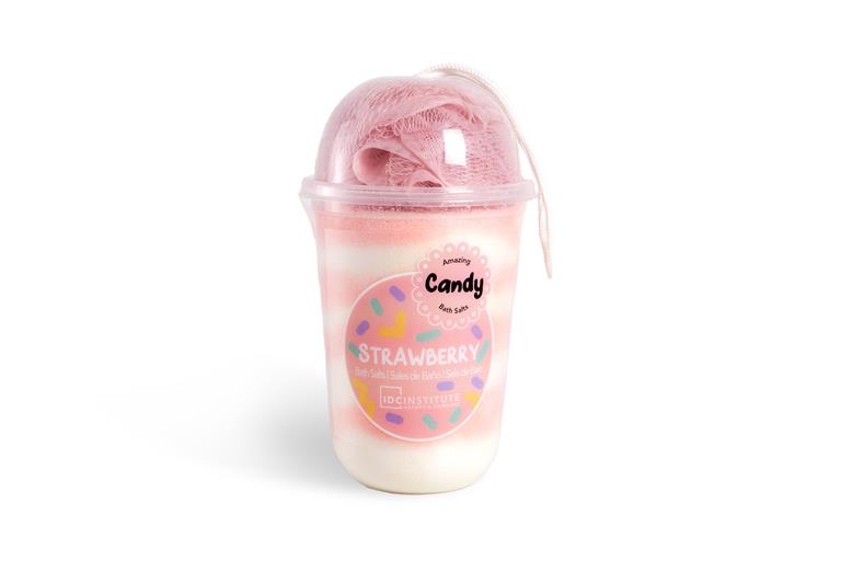 IDC INSTITUTE CANDY PACK 570gr BATH SALTS+SPONGE (rosa)