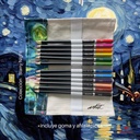 FABRIC BOX 12 PREMIUM PENCILS W/ ERASER AND SHARPENER.