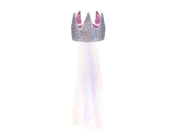 Sequins SIlver Princess Crown with vell