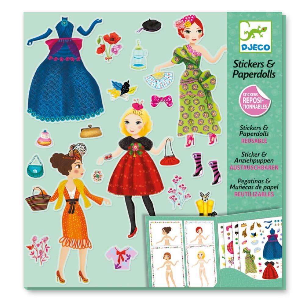 [DJ09691] Paper Doll Stickers Fashion Galore Djeco Crafts for ages 5 to 8
