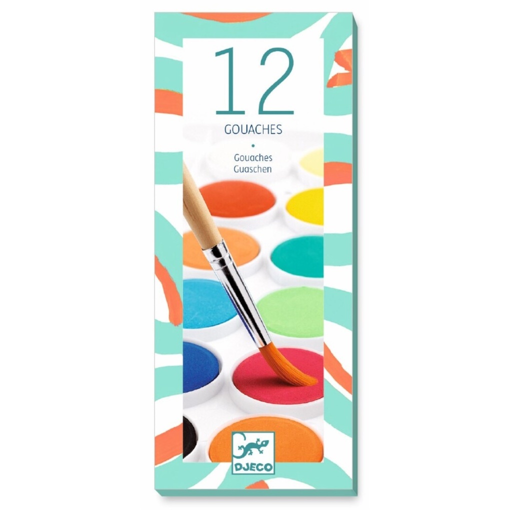 Colores 12 pinturas aguadas clásicas acuarelas Djeco