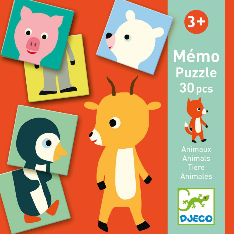 Juego de memoria y puzzle Memo 30 pz Djeco +3 años