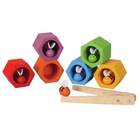 [061221] Wooden sorting set 6 hives with rainbow bees - PlanToys +3 years