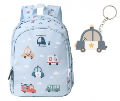 Mochila Mediana City Cars + Llavero Personalizable