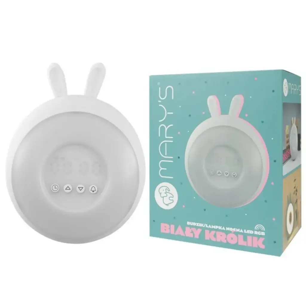 Mary's white bunny RGB LED alarm clock/night light