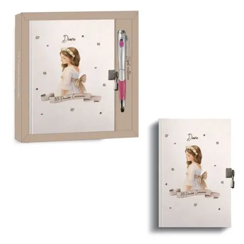 DIARIO COMUNION NIÑA + BOLÍGRAFO MULTIFUNCION