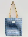 La Matilda Bolsa Tote Bag Gingham Marino