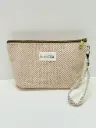 The Matilda Large Cosmetic Bag Beige Herringbone