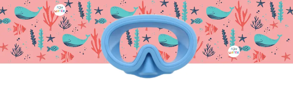 Light blue junior masks with Fun Water Whales turban