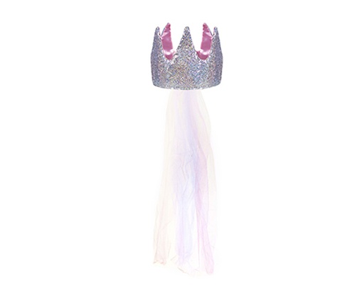 [13460] Sequins SIlver Princess Crown with vell
