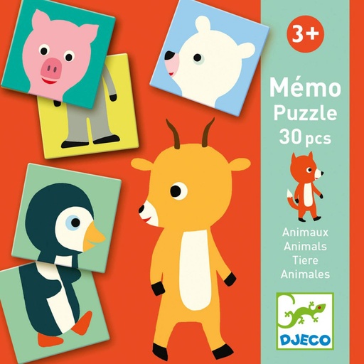 [DJ08126] Juego de memoria y puzzle Memo 30 pz Djeco +3 años