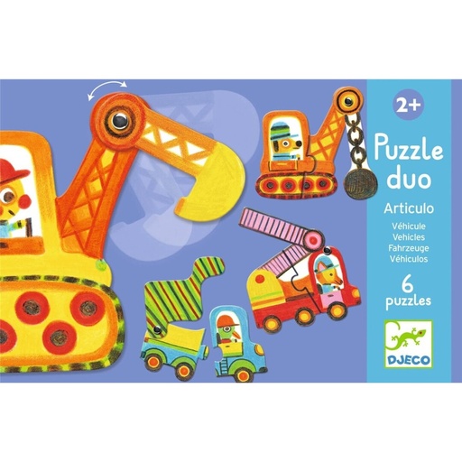 [DJ08170] Puzzle dúo vehículos articulables Djeco +2 años