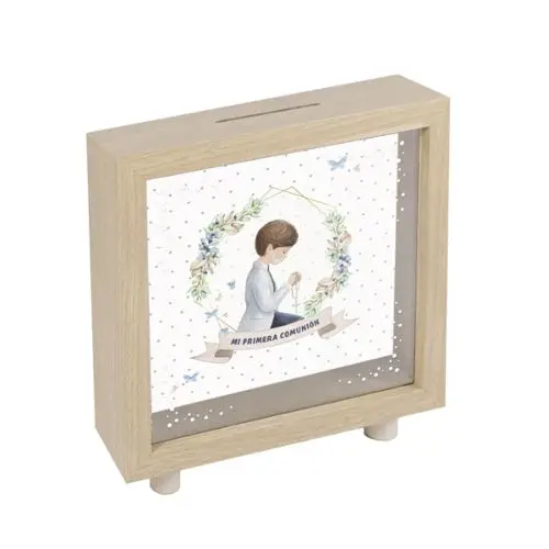 Hucha de madera comunión niño.