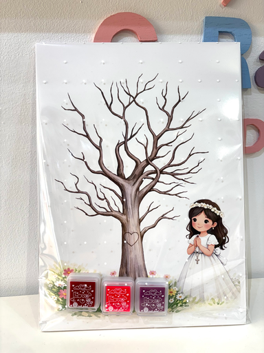 Árbol huellas comunión niña
