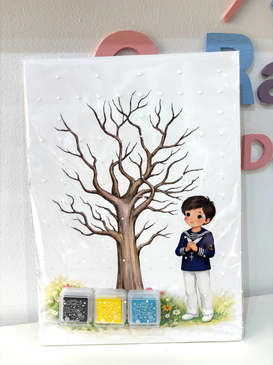 Árbol huellas comunión niño