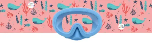 Máscaras junior azul claro con turbante Ballenas Fun Water